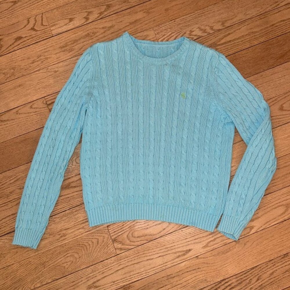 Ralph Lauren Blue Cable Knit Sweater Medium